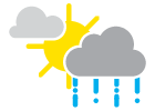 Partly sunny with a brief shower or two