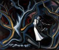 Taro Okamotos’s painting “Yoru (Night)” (1947), now at the Setagaya Art Museum, shows the influence of Surrealism that he picked up living in Paris. Works beyond Osaka's sun