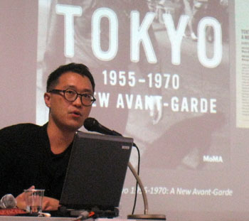 Eye on Tokyo: MoMA curator Doryun Chong speaks at a press conference for “Tokyo 1955-1970: A New Avant-Garde” at the Tokyo offices of The Japan Foundation last week. New MoMA show promises to put Tokyo, and Japan, on the world art map