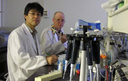 Peter Osborne and a Japanese colleague conduct research at Asahikawa Medical College, Hokkaido Prefecture. Japanese system stifles foreign scientific talent