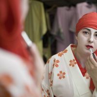 Isabella Onou, who goes by her professional name Fukutaro as a geisha, prepares for her debut stage performance on June 30. Romanian woman thrives as geisha