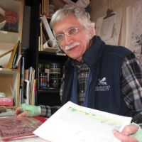 Richard Steiner works in his studio in central Kyoto. Every print a poem, artist's self-portrait