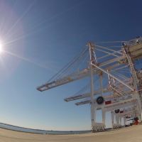 Bulging berth: Four new cranes shipped from China sit at the Port of Baltimore in Maryland in October 2012. The 400-foot (120-meter) cranes will make the site one of only two East Coast ports that can accommodate the largest ships able to navigate the widened Panama Canal. Panama Canal expansion spurs race to fit supersized ships