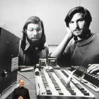 Dynamic duo: Apple CEO Steve Jobs stands in front of an old photo of himself (right) and Steve Wozniak during a January 2010 Apple event in San Francisco. Wozniak says Jobs film got it wrong