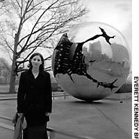 Former JET Nicole Deutsch stands in front of a sculptured globe outside the U.N. Secretariat in New York. Working with mentors to change the world