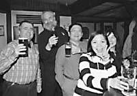 The GBC “Beer Gang” on their inaugural pub crawl in Shibuya, at The Aldgate (above) and the German Farm Grill. Cheers! Ganging up in pursuit of fine pints