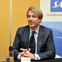 The sky’s the limit: Eivind Roald, executive vice president of sales and marketing at Scandinavian Airlines System, is interviewed Thursday. SAS bullish on Japan after logging best year ever in 2012, exec says