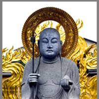 A buddhist saint at Enmei-ji Temple in Zushi, Kanagawa Prefecture, and a pair of Koma-inu statues guarding Tsurugaoka Hachiman-gu Shrine in nearby Kamakura symbolize Japan's two main religions. Japan's Shinto-Buddhist religious medley