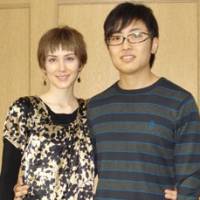 Starting out: Haruki and Laura Beltz Imaoka pose in their apartment in Kita Ward, Tokyo, in December. Couple share California dream, can't wait to get back in the States