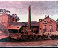 At the forefront: An illustration shows the Japan Brewery, predecessor of Kirin Brewery Co., in Yokohama’s Yamate district. Left: Japanese-English dictionaries, ice cream, beer, matches and soap were all first produced in Yokohama. Yokohama — city on the cutting edge