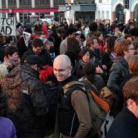 Not a wake: People gather for a “party” to celebrate the Monday death of former British Prime Minister Margaret Thatcher in London. The “Iron Lady” who shaped a generation of British politics died following a stroke Monday at the age of 87, her spokesman said. Miners, others who suffered Thatcher's wrath can't forgive