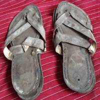 Worn soles: These sandals, owned by Mohandas Gandhi, will be auctioned in England on May 21. Gandhi sandals to be auctioned