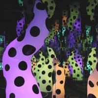 Love is in the air: Kusama Yayoi’s “Love is Calling” (2013) is a mixed-media installation and one of the many works by famous artists on display at the Mori Art Museum’s newest exhibition, “All You Need is Love: From Chagall to Kusuma and Hatsune Miku.” Roppongi Hills gets love on its 10th anniversary