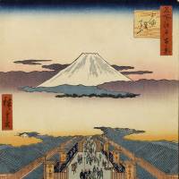 Lost horizons: Suruga-cho (1856), a print from One Hundred Famous Views of Edo by Utagawa Hiroshige, depicts a peaceful-looking Tokyo, with Mount Fuji readily seen and no neon obscuring the stars from this site in present-day Nihonbashi. 'Beauty' as beheld in Japan through the ages