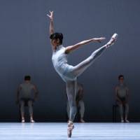 A cut above: Takeshima dances in The Second Detail by William Forsythe with the Semperoper Ballet in Germany. She also designed the simple, elegant costumes for the production. Dancewear's 'principal' designer, on stage and off