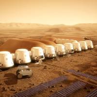 Like camping in Utah: An illustration prepared for Mars One, a Dutch nonprofit group raising funds for a landing in the 2020s, shows how a large colony on the planet might look. Manned Mars trip no longer a dream