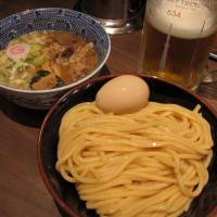 Dipping into Rokurinsha: Tsukemen with Rokurinsha’s trademark ajitama egg and a Skytree beer (above), served with a smile from staff (below) and definitely worth the wait (bottom). Rokurinsha: A ramen line-up worth dipping into