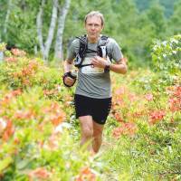 Colin Yarker competes in a 50-km trail run event in Shiga Kogen, Nagano Prefecture, in 2011. Brit Scoutmaster jogs for health, charity