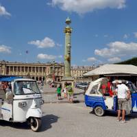 Going sightseeing: A tuk-tuk awaits fares near the Jardin des Tuileries in Paris in mid-July. The humble vehicle, a fixture in Asian cities from Bangkok to Bangalore, is rapidly becoming a common sight in the tourist sections of Paris. Asian tuk-tuks filling niche in Paris
