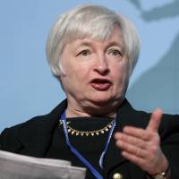 Minds and personalities: Janet Yellen, vice chairman of the U.S. Federal Reserve, speaks at a panel session at the Annual Meetings of the International Monetary Fund and World Bank Group in Tokyo on Oct. 10, 2012. Quest to head Fed turns into political circus