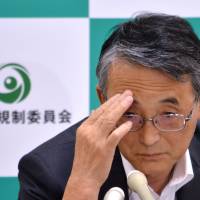Nuclear news: Nuclear Regulation Authority Chairman Shunichi Tanaka fields a question from a reporter Wednesday in Tokyo.
Severity level of Fukushima water leak raised to 'serious'