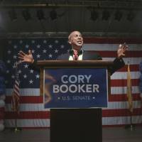 Star on the rise: Newark Mayor Cory Booker addresses a gathering after winning New Jersey’s Democratic primary election to fill the final 15 months of the term of the late U.S. Sen. Frank Lautenberg. Booker on track to reach Washington