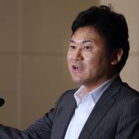 Branching out: Hiroshi Mikitani, chairman and chief executive officer of Rakuten Inc., speaks in Tokyo at the Foreign Correspondents’ Club of Japan in April. Rakuten to buy video streaming provider