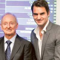 Giants of the game: Rod Laver, seen here with Roger Federer at the recent Shanghai Rolex Masters, considers the Swiss the greatest player in the history of men’s tennis. Laver considers Federer best player ever