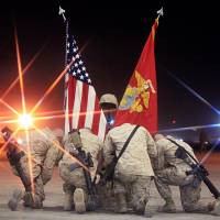 Battlefield loss: U.S. Marines kneel down beside a cross to pay their final respects to a fallen comrade, during a September 2012 memorial ceremony at Camp Bastion in southern Afghanistan As U.S. withdraws from Afghanistan, poppy trade it spent billions fighting still flourishes