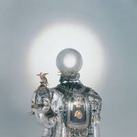 Sculpture (c. 1890) by Shoami Katsuyoshi. Silver, gold, shakudo, shibuichi and precious stones with a crystal ball. Japonisme and the Rise of the Modern Art Movement: The Arts of the Meiji Period