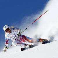 In the genes: Liechenstein’s Tina Weirather skis to victory in the World Cup super-G in St. Moritz, Switzerland, on Saturday. Weirather won in a time of 1 minute, 17.38 seconds. Weirather delivers birthday present for mother at St. Moritz