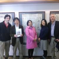 Newsworthy: Mihoko Terada (second from right), flanked by Jean and Andy Anderson, visit in early December the Ishinomaki Hibi Shimbun, a newspaper in Miyagi Prefecture that Terada writes about in her book on the March 11 disasters. Book showcases foreigners, Japanese affected by 3/11