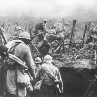 Strike force: French soldiers move in from their trenches during an attack at the Battle of Verdun, in eastern France, in 1916. Century after WWI, Europe divided