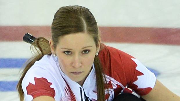 A stone’s throw: Canada’s Kaitlyn Lawes throws the stone in the gold medal game on Thursday in Sochi, Russia Canada caps perfect run with title