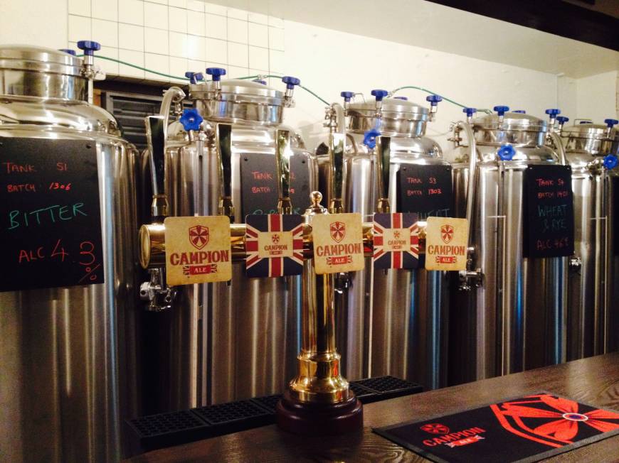 Campion Ale Worts and all: Campion Ale brews its beers behind the bar. | ANGELA KUBO