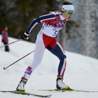 The chase is on: Norway’s Maiken Caspersen Falla competes in the women’s cross-country individual sprint free qualification at the Laura Cross-Country Ski and Biathlon Center on Tuesday. Falla, Oestberg give Norway 1-2 finish in cross-country freestyle sprint