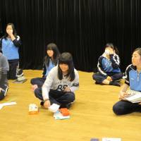 Ad libbing: Drama-class students at Iwaki Integrated High School in Fukushima Prefecture prepare for an exam in which they had to deliver a monologue about themselves. Tohoku school's plays tell how it is