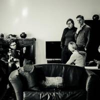 Set pieces: Timothy Harris (standing right) with the Black Stripe actors he directs in the company’s Harold Pinter double bill, “Ashes to Ashes” and “One for the Road.” A torturer speaks — about the pain and pleasures of Pinter
