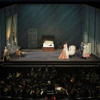 Stages are set: Seiji Ozawa is seen conducting “The Marriage of Figaro” at Tokyo Bunka Kaikan on March 26. The orchestra performed from the stage instead of the pit, allowing the audience a clear view of Ozawa and the musicians. Seiji Ozawa takes to the stage for Mozart opera