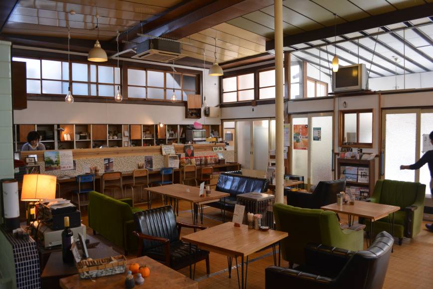 Cafe Ibaraki Yu Hot water: Cafe Ibaraki Yu plays up its bathhouse heritage. | JJ O'DONOGHUE