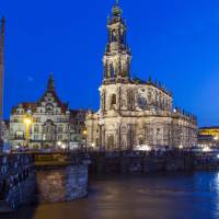 A taste of Italy: People look at the swollen Elbe river in the German city of Dresden in June 2013. Dresden cashes in on German unification
