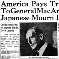 Pulmonary pest ravages; study of racial hygienics urged; Japan mourns Gen. MacArthur; Takeshita resigns over Recruit scandal