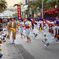 Traditional Ryukyu dancers at the summer Eisa Dance Festival. Kokusai Dori: Getting bitten by Okinawan Culture
