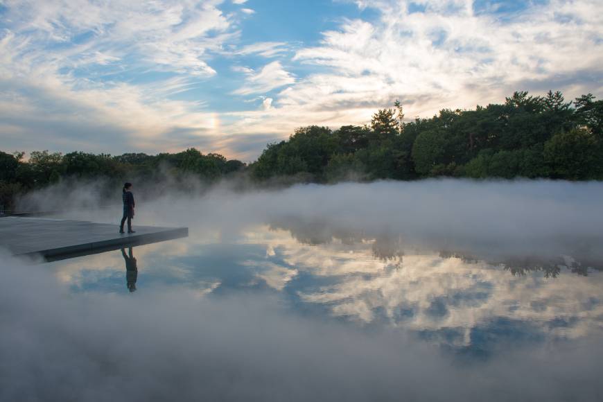 On display: Fog Sculpture #47636 'Memory of Wind' by Fujiko Nakaya is an indication of what her fog sculpture will look like when it's released in Sapporo.