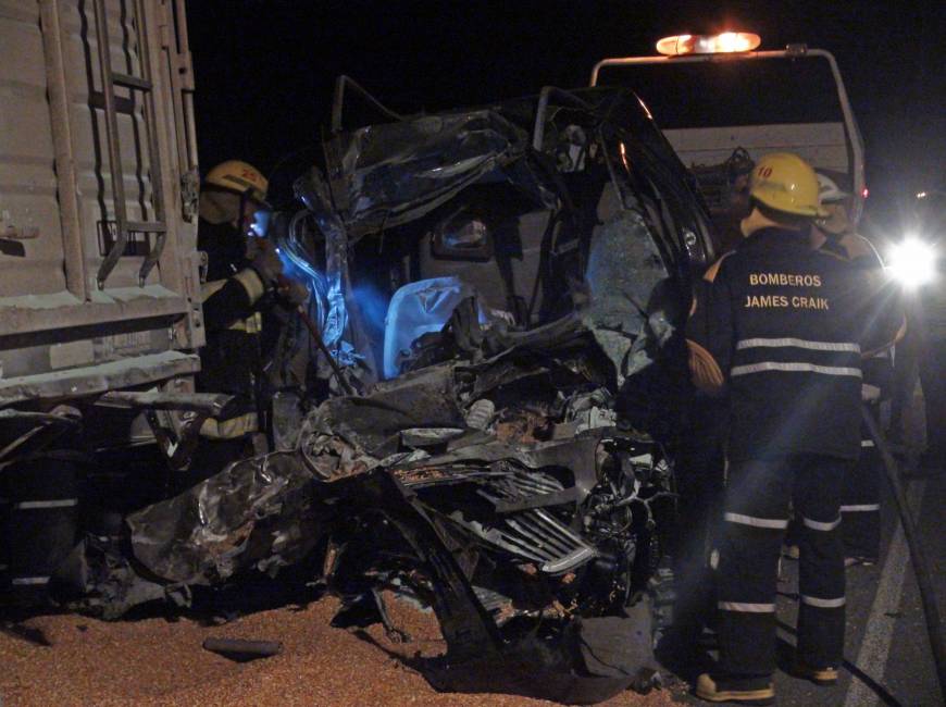 Firefighters work on the car in which the nephew of Pope Francis, Emanuel Horacio Bergoglio, and his family were travelling when they crashed into a truck on a road near James Craik, in the Argentine central province of Cordoba, on Tuesday. Two infant grandnephews of the pope — aged 8 months and 2 years old -—and their mother were killed. The pope's nephew, who was behind the wheel at the time of the crash, was in serious condition. Argentina car crash kills three relatives of pope