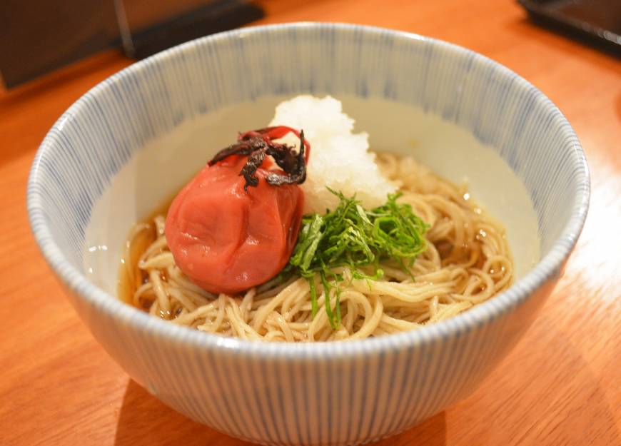 Soba Rojina Refreshing: Cold noodles with tart plum at Soba Rojina. | J.J. O'DONOGHUE