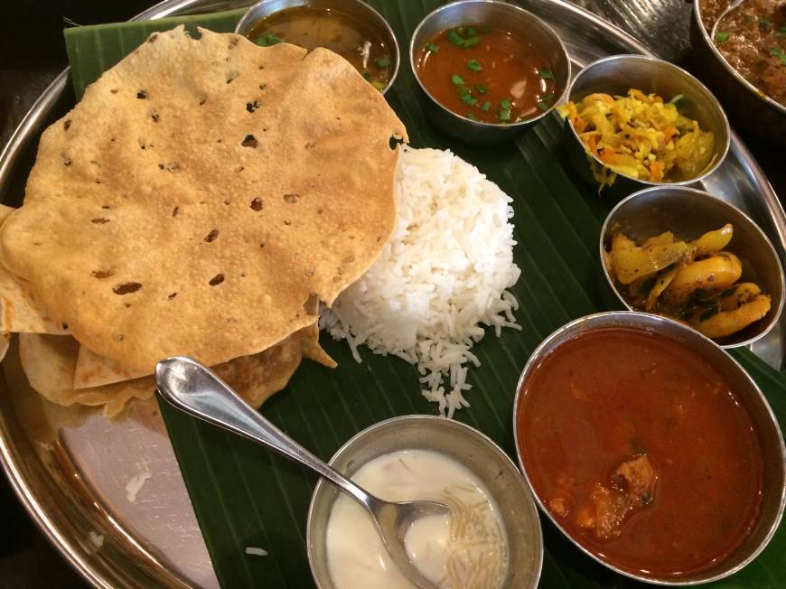 Anhdra Kitchen The generous lunch set at Anhdra Kitchen, served on a banana leaf. | ALEX DUTSON