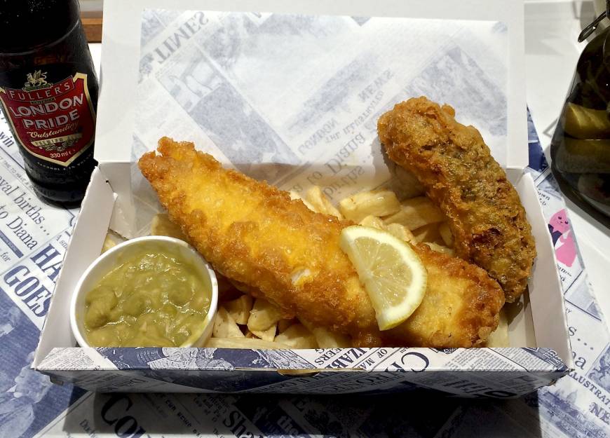 Malins The real deal: Fish and chips, plus a battered sausage, at Malins. | ROBBIE SWINNERTON