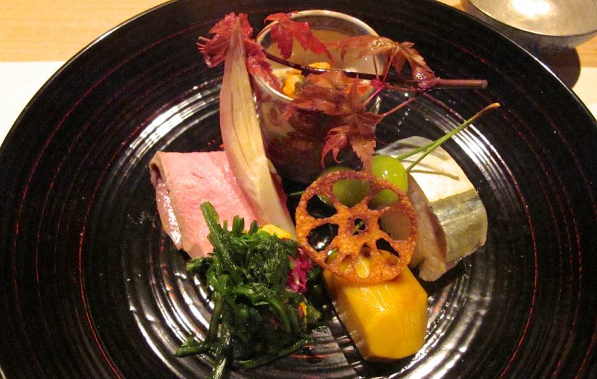 Ginza Maru Delicate dining: Autumn flavors on the hassun platter at Ginza Maru. | ROBBIE SWINNERTON