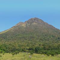 Dry grassland at the foot of Mount Yufu. Soaking weary bones and saving a sole on Kyushu's Mount Yufu